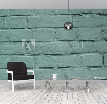 Picture of Brick wall covered with green lime